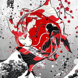 Black and red Yin Yang wallpaper