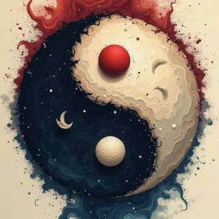 Black and red Yin Yang wallpaper