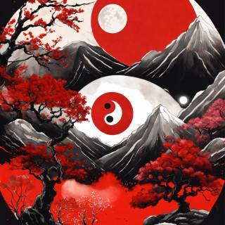 Black and red Yin Yang wallpaper