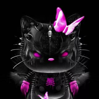 Y2k black cat wallpaper