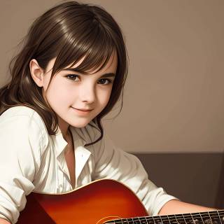 Girl playing guitar wallpaper