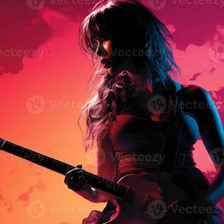 Girl playing guitar wallpaper