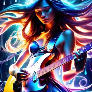 Girl playing guitar wallpaper