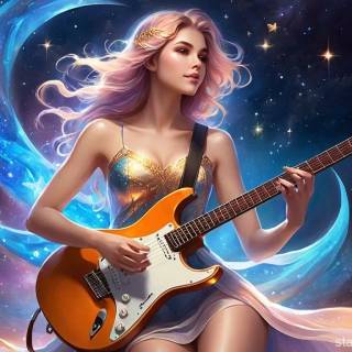 Girl playing guitar wallpaper