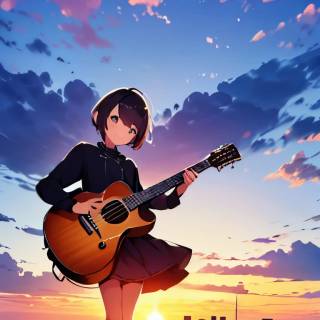 Girl playing guitar wallpaper