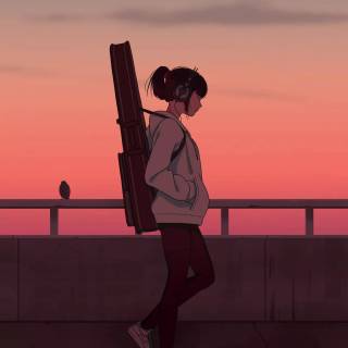 Girl playing guitar wallpaper