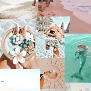 Preppy beach collage wallpaper