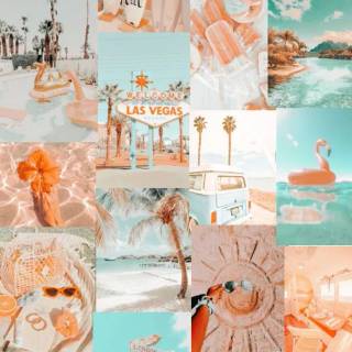 Preppy beach collage wallpaper