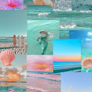 Preppy beach collage wallpaper