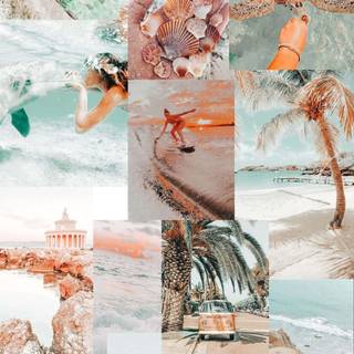 Preppy beach collage wallpaper