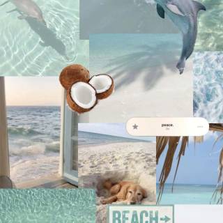 Preppy beach collage wallpaper
