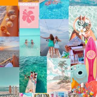 Preppy beach collage wallpaper