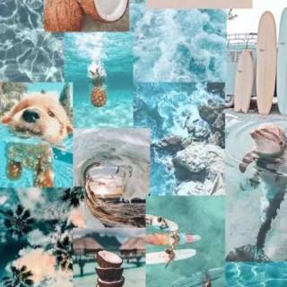 Preppy beach collage wallpaper