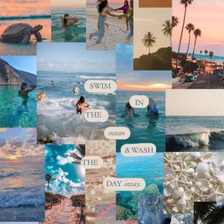 Preppy beach collage wallpaper