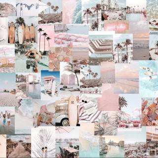 Preppy beach collage wallpaper
