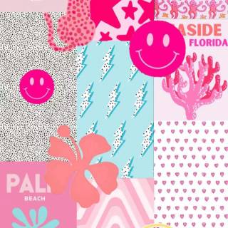 Preppy beach collage wallpaper