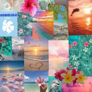 Preppy beach collage wallpaper