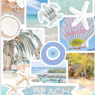 Preppy beach collage wallpaper