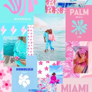 Preppy beach collage wallpaper