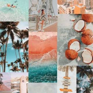 Preppy beach collage wallpaper