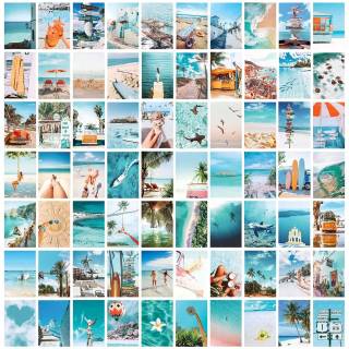 Preppy beach collage wallpaper
