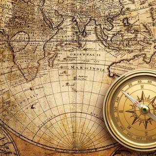 World map with compass wallpaper