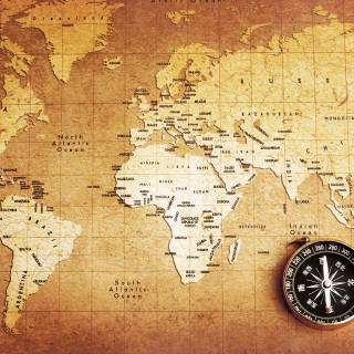 World map with compass wallpaper