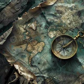 World map with compass wallpaper
