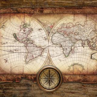 World map with compass wallpaper