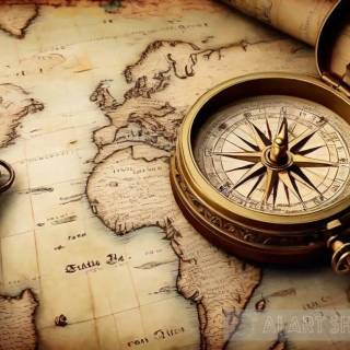 World map with compass wallpaper