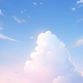 Fluffy clouds sky wallpaper
