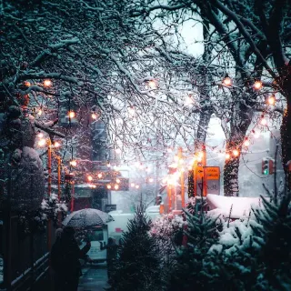 Winter city lights wallpaper