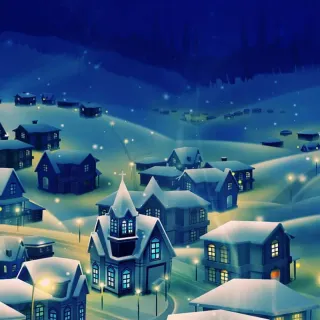 HD winter village wallpaper