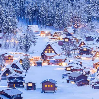 HD winter village wallpaper