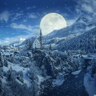 Snow village 4k wallpaper