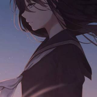 Sad anime girl phone wallpaper