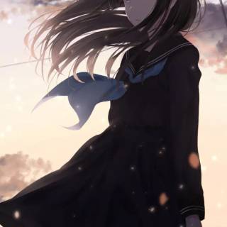 Sad anime girl phone wallpaper