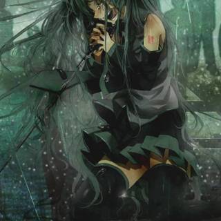 Sad anime girl phone wallpaper