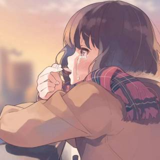 Sad anime girl phone wallpaper