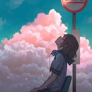Sad anime girl phone wallpaper