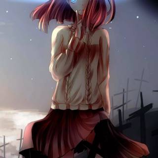 Sad anime girl phone wallpaper