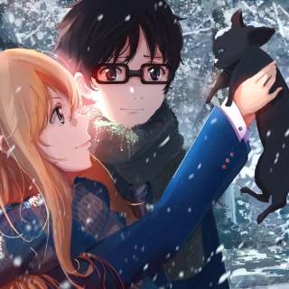 Anime couple PC wallpaper