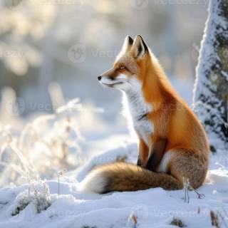 Red fox in snow wallpaper