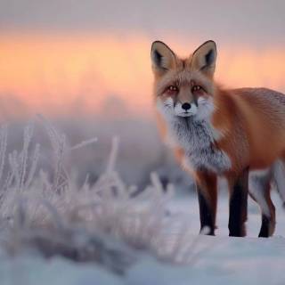 Red fox in snow wallpaper