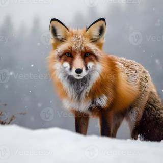 Red fox in snow wallpaper