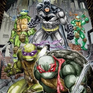 Batman fighting ninjas wallpaper