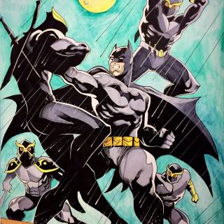 Batman fighting ninjas wallpaper