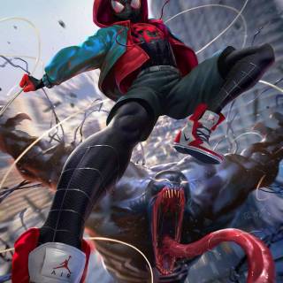 Miles Morales collage wallpaper