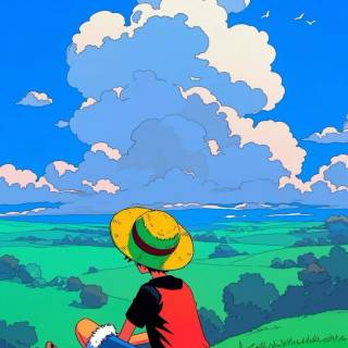 Luffy landscape wallpaper