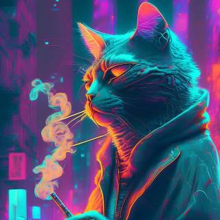 Smoking cat wallpaper